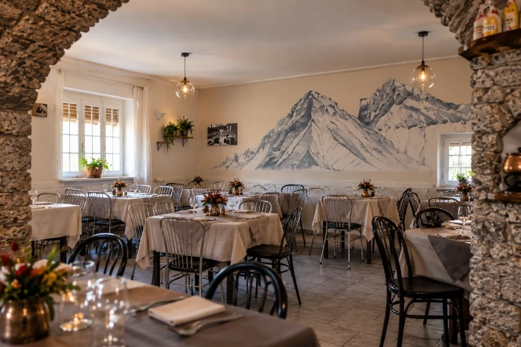 Murales Monte Emilius e sala Locanda da Mami